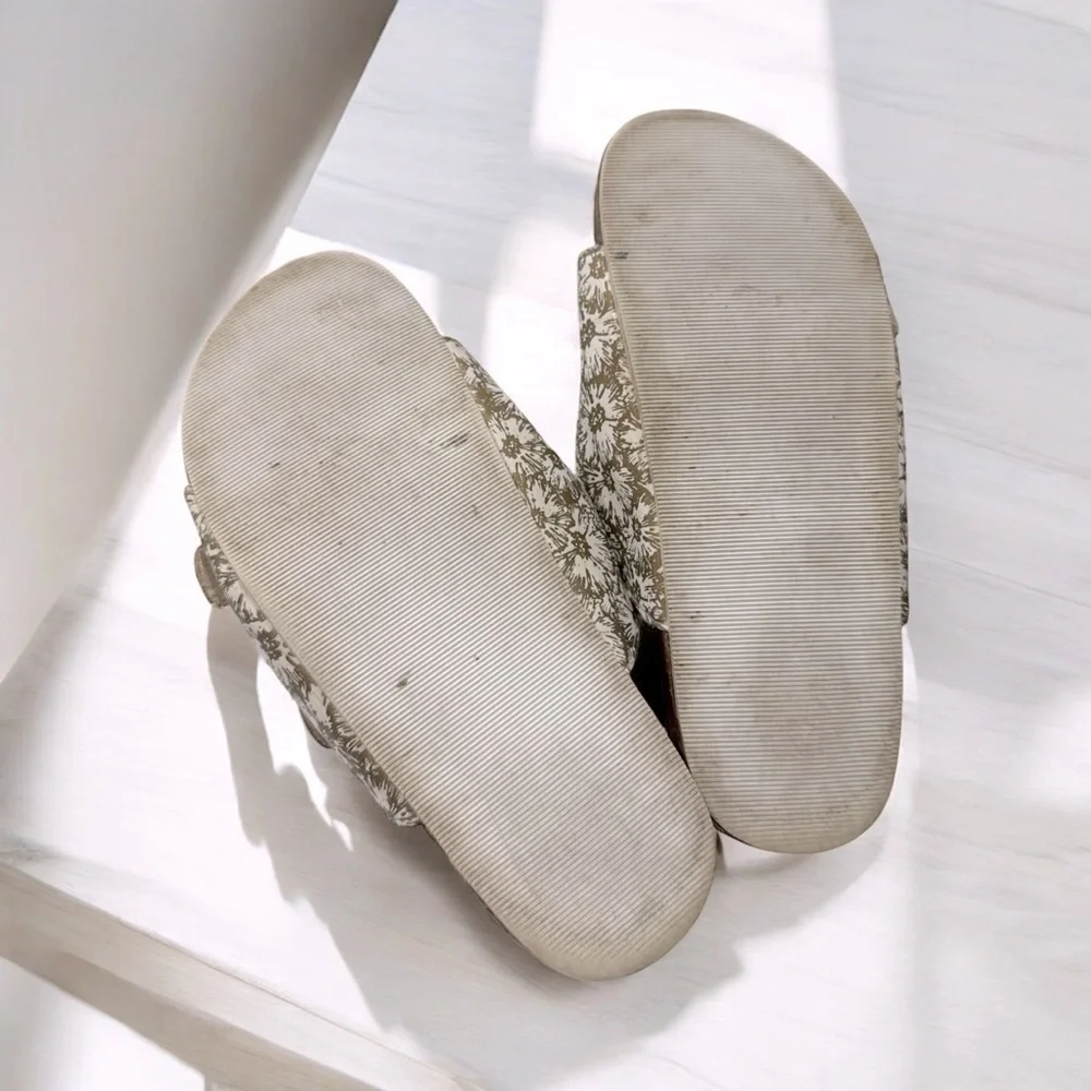 Michael Kors Sandals Youth 3 Double Buckle Strap Slide White Gold Flats Slip On